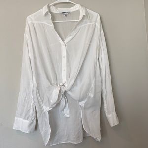 White Airy Button Up from Express - S